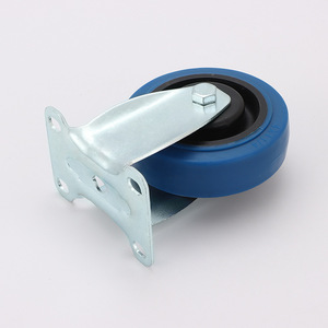 Blue TPR Swivel Caster Wheel Medium Size Dual Bearings Silent Industrial Casters - Product Image 3