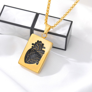 Collier pendentif cœur anatomique en acier inoxydable, cadeau gothique, fabrication d'usine - Product Image 6