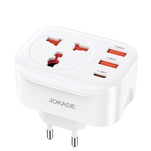 Jokade Travel <b>Adapter</b> 3.4A <b>USB</b> With <b>Usb</b> <b>C</b> And <b>Usb</b> A Ports For International Use - Product Image 5
