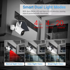 كاميرا مراقبة لاسلكية تعمل بالطاقة الشمسية ذات استهلاك منخفض للغاية للطاقة مع كشف الحركة بالأشعة تحت الحمراء ورؤية ليلية وزاوية واسعة ومقاومة للماء IP65 - Product Image 6