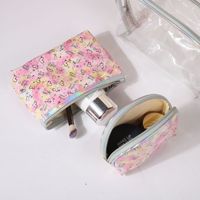 Ensemble de 3 trousses de maquillage transparentes imperméables avec fermeture éclair, en PU, en forme de cœur à paillettes, portables pour sac de rangement de maquillage