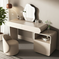 Meuble-lavabo moderne minimaliste en bois massif avec miroir éclairé réglable, tiroirs de rangement, taille personnalisable, design modulaire pour appartement