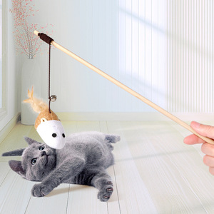 Juguete para Gatos con Mango de Madera, Varita de Pesca Interactiva con Plumas para Gatos - Product Image 2