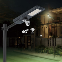Nouveau lampadaire solaire tout-en-un MJ 1200W à double écran avec caméra, 4G WIFI, surveillance CCTV, éclairage de sécurité extérieur