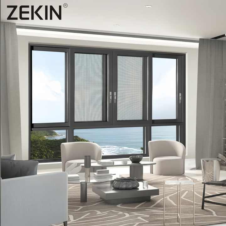 ZEKIN Sliding Windows Security Enhanced Multi-Point Locking with Reflective Glass Window for Shopping Malls ISO Certified