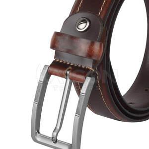 Venta al por mayor de los hombres de negocios cinturón de cuero de vaca genuino de alta personalizado Logo Pin doble cara de acero para los pantalones vaqueros traje de vaquero hecho - Product Image 6