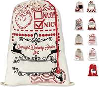Sac de Noël personnalisé en coton 100% avec motif, grand sac de Noël pour décorations, sacs cadeaux de Noël du Père Noël, sac à cordon