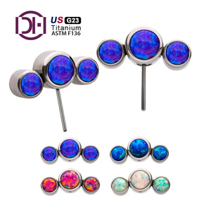 Dfars compliant ASTM F136 G23 Titan threadless side-chèn Opal labret philtrum Helix ốc xà cừ sụn xuyên đồ trang sức - Product Image 3