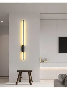 Moderno Simples Longo Linear Wall Light Tira Interior Preto Dimmable Led Lâmpadas De Parede Quarto Arte Decoração Linha Iluminação