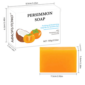 Jabón de Caqui para Control del Olor Corporal, Jabón Purificante y Desodorante con Jabón de Cabra, Productos para el Cuidado de la Piel con Naranja y Caqui - Product Image 1