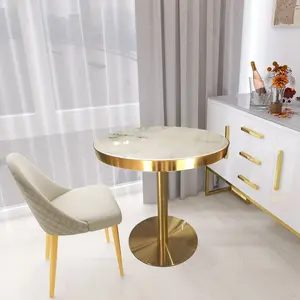 Seit benutzer definierte natürliche runde Marmor Couch tischplatte goldenen Rahmen goldenen Edelstahl Metall beine