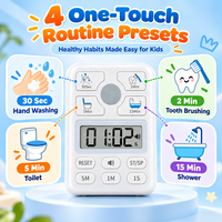 Minuteur numérique de routine pour enfants pour la salle de bain, avec affichage LCD, compte à rebours pour le brossage des dents, le lavage des mains, la douche, IPX4, personnalisable OEM