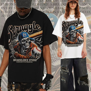 Impression DTG personnalisée T-shirt de baseball streetwear surdimensionné 100% coton pour hommes coupe ample de style de rue personnalisable conception souterraine - Product Image 1