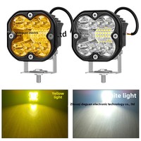 Sanmu 66W – Phare de travail LED pour voiture, jaune et blanc, bicolore, projecteur moto, éclairage de restauration automobile
