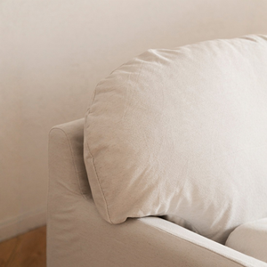 Divano in Tessuto di Lino Bianco Stile Giapponese Wabi Sabi Nordico per Due o Tre Persone, Sfoderabile e Lavabile, Arredamento Compatto - Product Image 3