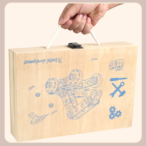 <span class=keywords><strong>Caja</strong></span> de <span class=keywords><strong>Herramientas</strong></span> de Madera Montessori para Niños, Juego de Construcción con Taladro Eléctrico de <span class=keywords><strong>Juguete</strong></span> para Niños Pequeños, MOQ Bajo, Personalización OEM ODM, Set B2B - Product Image 3