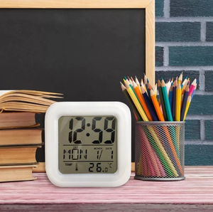 Réveil numérique LED moderne multicolore en forme de cube avec fonction snooze, affichage de la température, alimenté par piles, pour bureau, Ramadan 6619 Digital - Product Image 1
