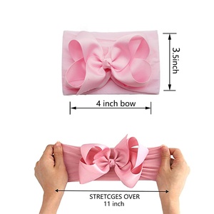 Diadema de 4 pulgadas con lazo acanalado, accesorios suaves para el cabello de niños, diadema de color sólido para bebé, bandas para el cabello estilo europeo y americano - Product Image 4