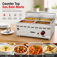 Chauffe-Plats Commercial de Comptoir à Gaz Bain-Marie en Acier Inoxydable pour Soupes et Aliments – Équipement de Maintien au Chaud pour la Restauration