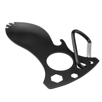 Kit de survie en plein air CT-8045 noir, multi-outils EDC avec poignée multifonctionnelle en acier inoxydable, petite cuillère et cuillère-fourchette