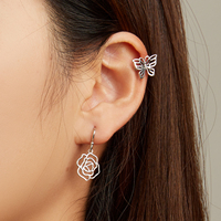 Neue s925 Sterling Silber hohle Rose Ohr haken Französisch elegante Blumen ohrringe SCE1505
