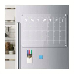 Planificateur hebdomadaire transparent personnalisé effaçable à sec pour réfrigérateur, tableau de planification effaçable, calendrier magnétique en acrylique - Product Image 1
