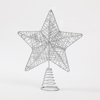 Hohler Glitzer-Draht Weihnachtsstern für den Baumspitzen, 3D Fünfzackiger Metall-Christbaum-Spitzenornament Gold Silber Mehrere Größen 18/23/26cm