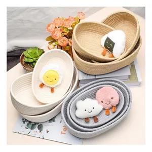 Best Seller Cotton Rope Woven Basket Pets Toy for Organizing Small Basket box foldable kids baby cloth storage basket candy box
