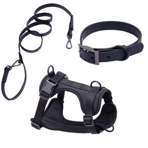 カスタム卸売3PK防水PVC犬猫首輪ペットハーネスとリーシュ亜鉛合金バックルソリッドパターン - Product Image 6