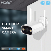 Caméra extérieure intelligente MOES WiFi HD 3MP avec détection de mouvement sonore, vision nocturne couleur, audio bidirectionnel, surveillance de sécurité