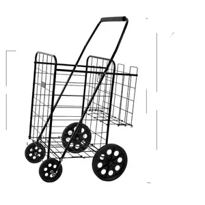 بالجملة heb عربة التسوق-الجملة صنع المحمولة التسوق أسلاك الفولاذ عربة التسوق مع إطارات مطاطية قوية لسوبر ماركت
