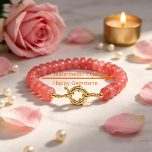 Pulsera Delicada con Piedras Naturales <span class=keywords><strong>de</strong></span> 5x8mm, Estilo Boho, con Cuentas Rondelle, Cristal Curativo, Joyería Apilable con Cierre Marinero, Regalo - Product Image 5