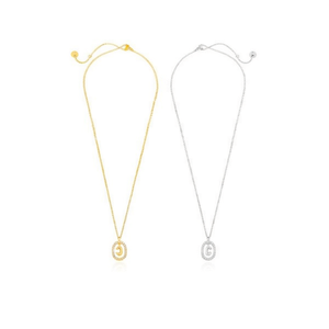 Collar con Colgante de Diamante en Forma de Letra C, 10x15cm, Cadena de Acero, Oro y Plata - Product Image 2