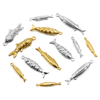 Bijoux fantaisie en gros DIY : Breloques animaux marins mignons, hypoallergéniques, en acier inoxydable plaqué or 18 carats, pendentif poisson 3D, collier et boucles d'oreilles