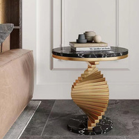Tables d'appoint modernes en marbre doré en acier inoxydable Tables d'appoint pour petit canapé rond de salon Table basse