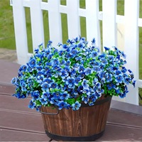Lot de 7 tiges de fleurs artificielles violettes résistantes aux UV pour extérieur, idéales pour jardin, porche, patio, jardinière et décoration intérieure