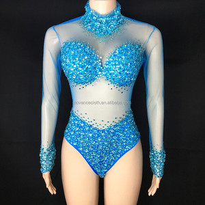 Novance Y2113-B nouveau produit 2022 populaire bleu foncé diamants maille vêtements <span class=keywords><strong>pour</strong></span> femmes barboteuses femmes combinaison <span class=keywords><strong>pour</strong></span> la fête - Product Image 2