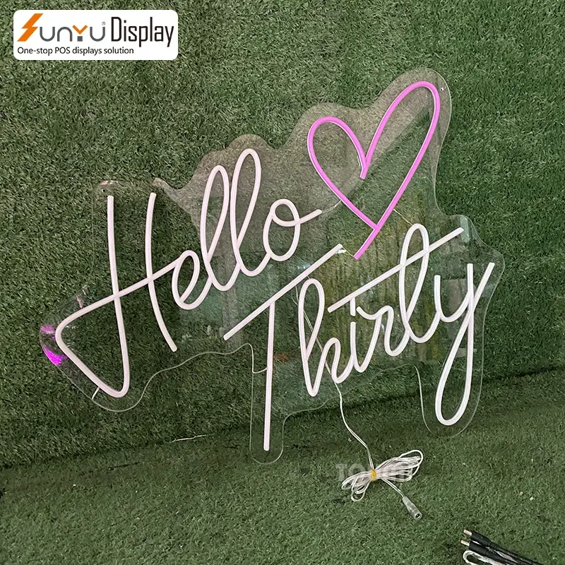 Sunyu 2024 New Trend Custom Acrylic Neon Sign 'Happy Birthday' 'Happy Wedding' for Outdoor Led Sign