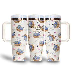 Nouvelle tasse isotherme personnalisée avec logo Kpop Demon Hunters, avec poignée et paille, 40 oz, avec boîte cadeau - Product Image 5