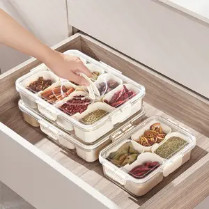 עיצוב משלו קופסת אחסון חטיפים אטומה עם מפריד פלסטיק מגש הגשה מפוצל ירקות עם מכסה