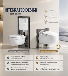 WC intelligent mural <span class=keywords><strong>de</strong></span> luxe au design baleine avec chasse automatique, bidet électronique et télécommande pour salle <span class=keywords><strong>de</strong></span> bain - Product Image 4