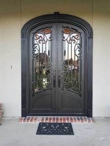 Prix usine personnalisé un et demi porte d'entrée avant en fer forgé Design moderne <span class=keywords><strong>avec</strong></span> matériau en acier pour les escaliers de <span class=keywords><strong>maison</strong></span> - Product Image 5