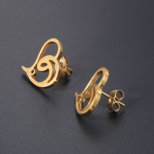 Pendientes de Botón en Forma de Corazón Chapados en Oro CF079, Joyería de Moda, Accesorio de Regalo - Product Image 3