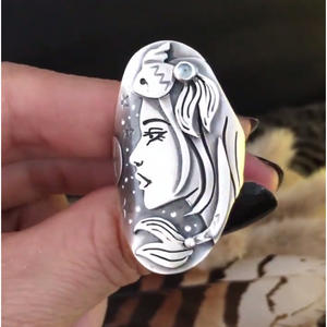 Creative Animal Shaped Woman Head <b>Ring</b> Pisces Zodiac Design Punk Style Jewelry For Women Gift Fashion <b>Rings</b> - Product Image 1