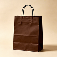 Sac de transport en papier kraft brun pliable et durable, avec impression de logo sur mesure, recyclable, pour emballage de parfums et articles artisanaux