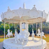 Manège pour enfants, équipement d'amusement commercial, carrousel élégant blanc, manège de fête foraine