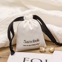 Sac de rangement pour maquillage en coton biologique recyclable, petit format, avec cordon de serrage double, personnalisable, pochette anti-poussière pour bijoux