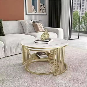 Bắc Âu Hiện Đại Bằng Đá Cẩm Thạch Hàng Đầu Bàn Cà Phê Đơn Giản Màu Trắng Kim Loại Đá Vàng Sang Trọng Tổ Trung Tâm Bảng Đặt Cho Phòng Khách Trang Trí Nội Thất - Product Image 4