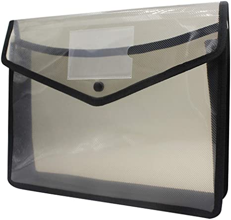 Plastic Wallet A4 Expandable File Folders Clear Document Folder Envelope With Label Pocket