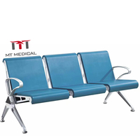 Chaise d'attente 3 places en PU avec structure métallique renforcée MT MEDICAL pour hôpitaux et aéroports